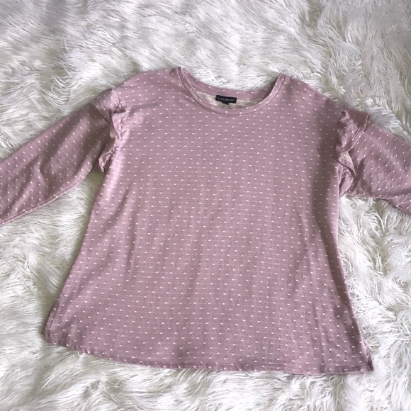 Lane Bryant Ruffle Sleeve Polka Dot Top - Picture 2 of 5